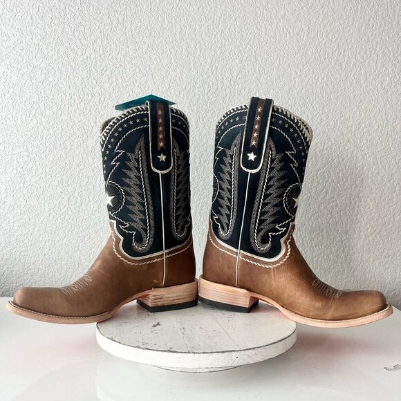 Lane RODEO HOUSTON Mens Cowboy Boots Size 12B Brown Leather Western Blunt Toe - Picture 8 of 13